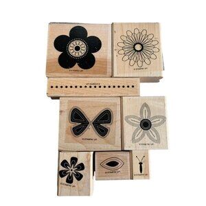 Stampin’ Up Punched Posies Rubber Stamp Set Floral Patterns Wooden Blocks